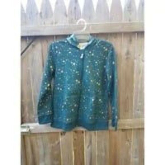 Plus XXL 18 Kids Teal Blue Kids Hooded Zip Jacket Gold Stars by Cat & Jack - Picture 1 of 11